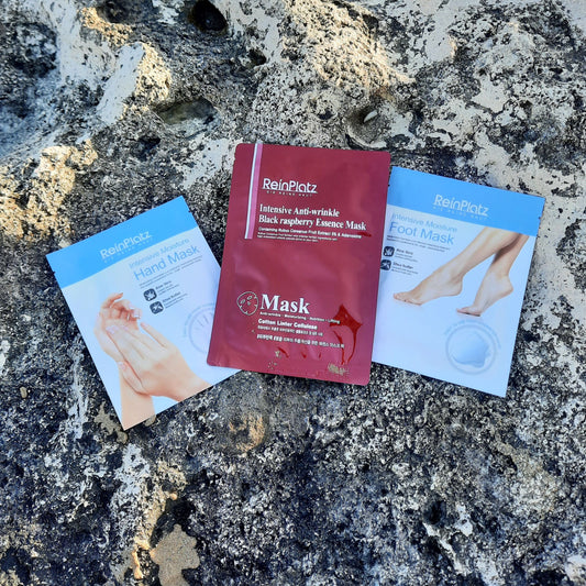 Juodųjų aviečių veido, rankų ir pėdų kaukių rinkinys (3vnt.)