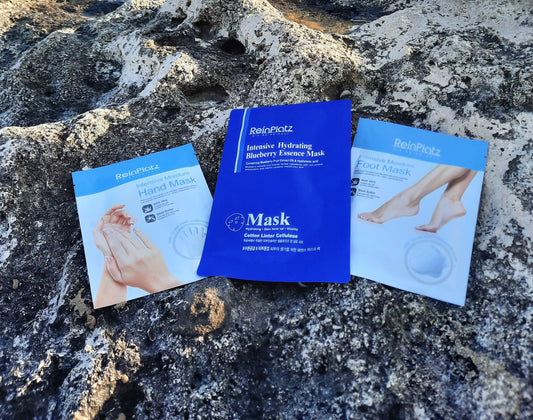 Šilauogių veido, rankų ir pėdų kaukių rinkinys (3vnt.)