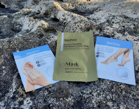 Ženšenio veido, rankų ir pėdų kaukių rinkinys (3vnt.)